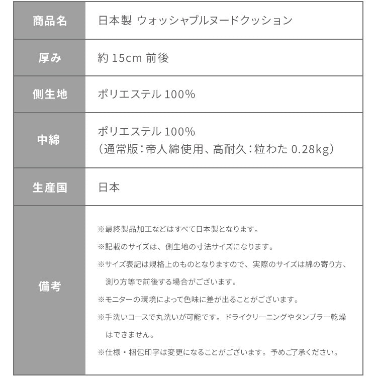 ヌードクッション 50×50 2個セット 高耐久 長持ち 日本製 洗える ふかふか 肉厚 中身 中材 国産 洗えるクッション ウォッシャブル 清潔 セット