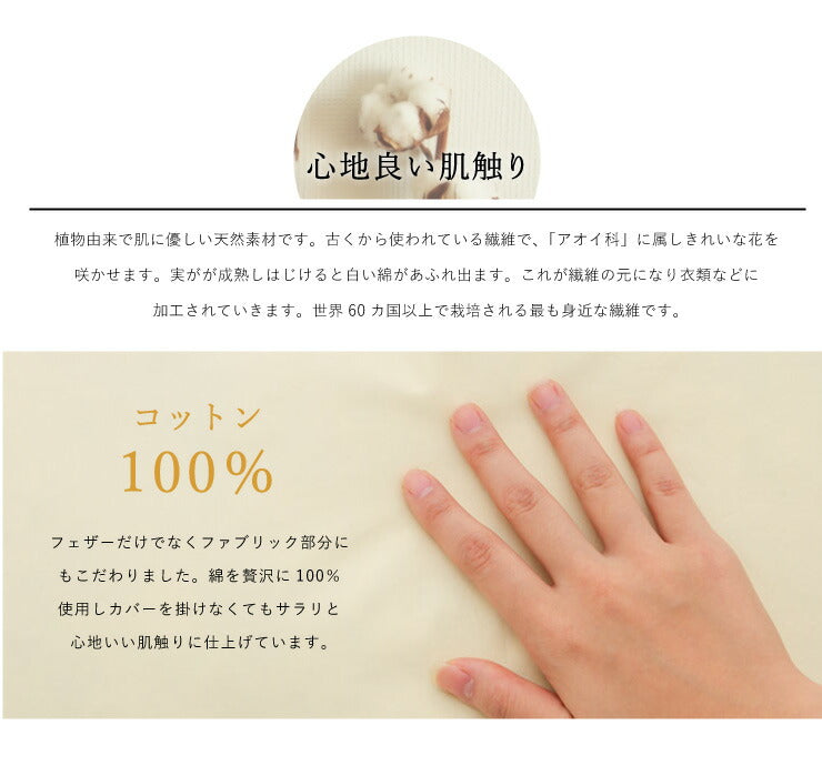 2個組 フェザー クッション 45×45cm ホテルクッション ヌードクッション クッション ホテル仕様 クッション中身 背当て 座布団 羽根 羽 綿100% 天然素材 中材 中身 中芯 無地 おしゃれ