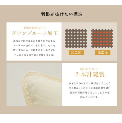 2個組 フェザー クッション 45×45cm ホテルクッション ヌードクッション クッション ホテル仕様 クッション中身 背当て 座布団 羽根 羽 綿100% 天然素材 中材 中身 中芯 無地 おしゃれ