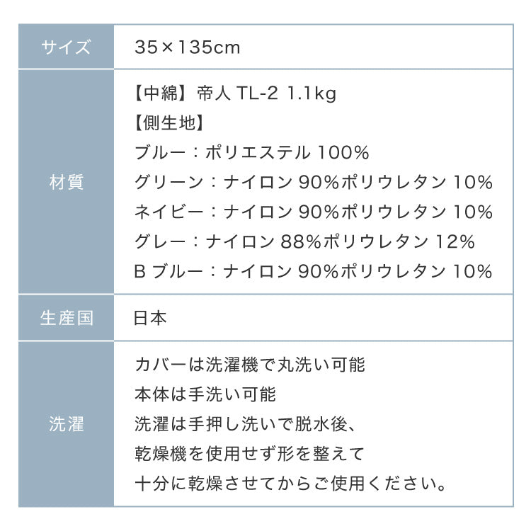 抱き枕 日本製 テイジン製中綿使用 ボディクッション 接触冷感カバー付き ブルー カバー付き 接触冷感 ひんやり 洗える