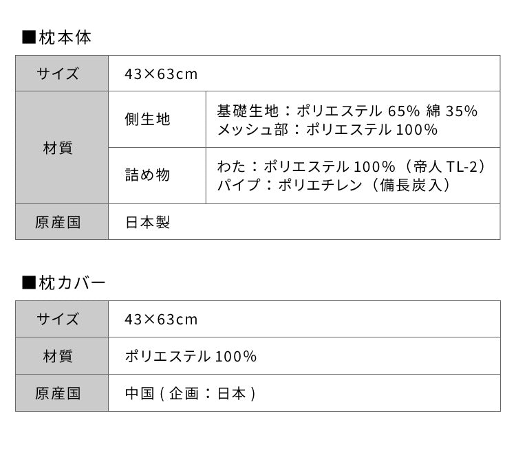 カバー付き 男の枕 まくら 備長炭パイプ 加齢臭 に効く 日本製 洗える 43×63 高め パイプ 男性向け 臭い 彼氏 父 お父さん 父の日 プレゼント ギフト ピロー 消臭 国産 セット