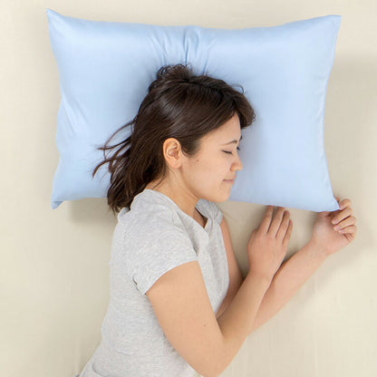 枕 日本製 ウォッシャブル枕 テイジン製中綿使用 接触冷感カバー付き ブルー まくら ピロー 洗える 国産 接触冷感 ひんやり カバー付き
