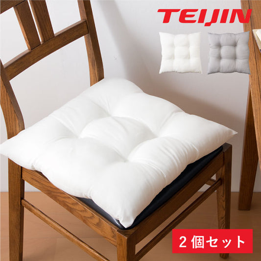 シートクッション 45×45 2個組 テイジン製中綿使用 TEIJIN 帝人 防臭 洗える ウォッシャブル 日本製 国産 白 グレー 無地 セット クッション シート チェア ヌードクッション 椅子 座布団 クッション中材