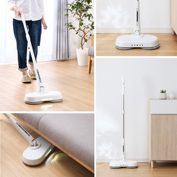 simplus 回転モップクリーナー 電動モップ 3種替えモップセット付き 自走式 コードレス 床拭き 玄関 網戸 フローリング 回転 SP-TRM01