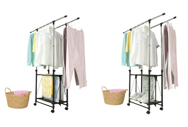 折りたためる ワンタッチハンガーラック2 物干しラック 洋服掛け 洗濯物干し 室内干しラック 折り畳み ハンガーラック Fu-00154(代引不可)