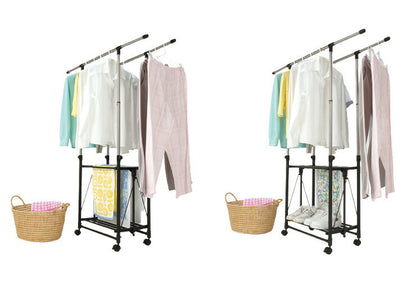 折りたためる ワンタッチハンガーラック2 物干しラック 洋服掛け 洗濯物干し 室内干しラック 折り畳み ハンガーラック Fu-00154(代引不可)