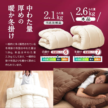 洗える防ダニ掛け布団 ダブルロング 2.6kg 日本製 国産 掛け布団 掛けふとん ダブル ロング 防ダニ布団 防ダニ加工 洗える 清潔 洗える布団 ボリューム 掛布団 190×210(代引不可)