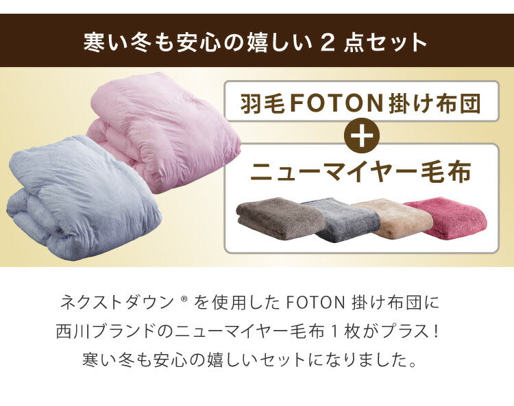 西川寝具セット 洗える 羽毛タッチ 掛け布団 毛布 シングル 掛布団 羽毛を超える暖かさ ふんわりボリューム 西川 人工羽毛 軽い 暖かい ほこりが出にくい ニオイがない 昭和西川 シングルロング(代引不可)