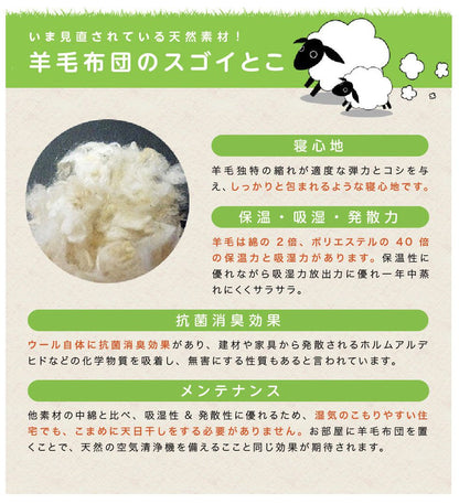 日本製 国産 掛け布団 掛けふとん シングル 羊毛布団 羊毛掛け布団 洗える 清潔 洗える布団 ボリューム 掛布団 150×210(代引不可)