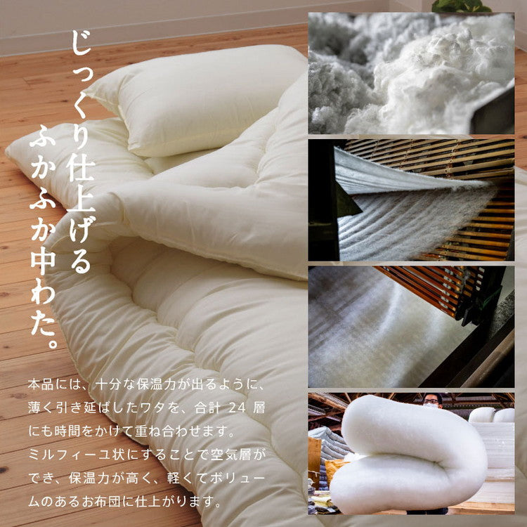 木綿わた 和風 敷布団 シングルロング 日本製 綿混 敷き布団(固綿入り) 国産 綿布団 敷き布団 シングル ロング 綿わた布団 綿混ふとん 敷き 綿100% 蒸れない 吸湿性 天然素材(代引不可)