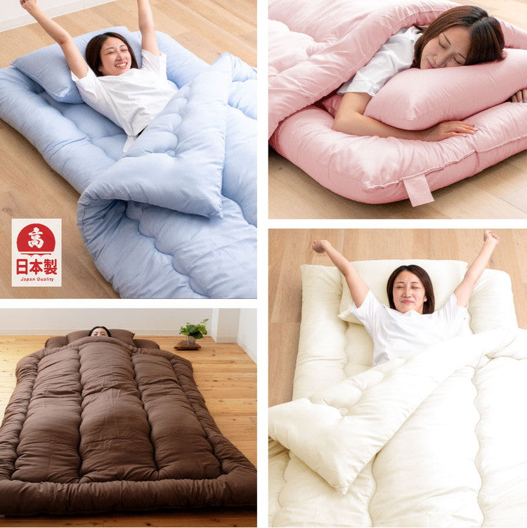 洗える 固綿入り 布団3点セット セミダブルロング 日本製 合繊 布団3点セット(固綿入り) セミダブル ロング 国産 ふとんセット 日本製 布団セット 敷布団 布団干し(代引不可)