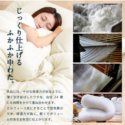 羊毛混 洗える 布団3点セット シングルロング 日本製 羊毛混 布団3点セット(固綿入り) シングル ロング 国産 日本製 羊毛布団 セット 3点セット 羊毛 組布団(代引不可)