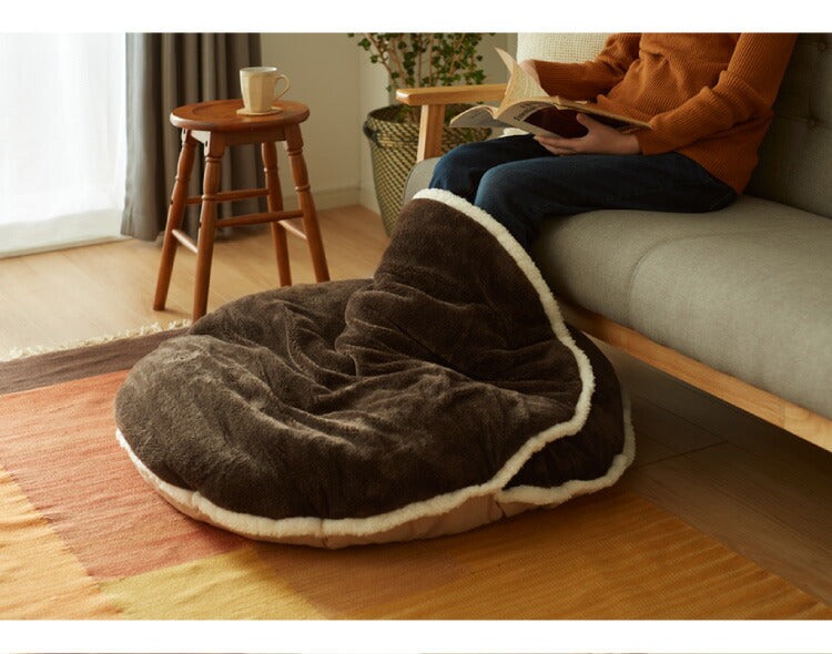マカロンクッション 円形 直径90cm あったか 冬 節電 省エネ ふわふわ 暖かい 温かい 座布団 床暖房 ホットカーペット こたつ 持ち運び簡単 シンプル リビング ベッド 一人用 寒さ