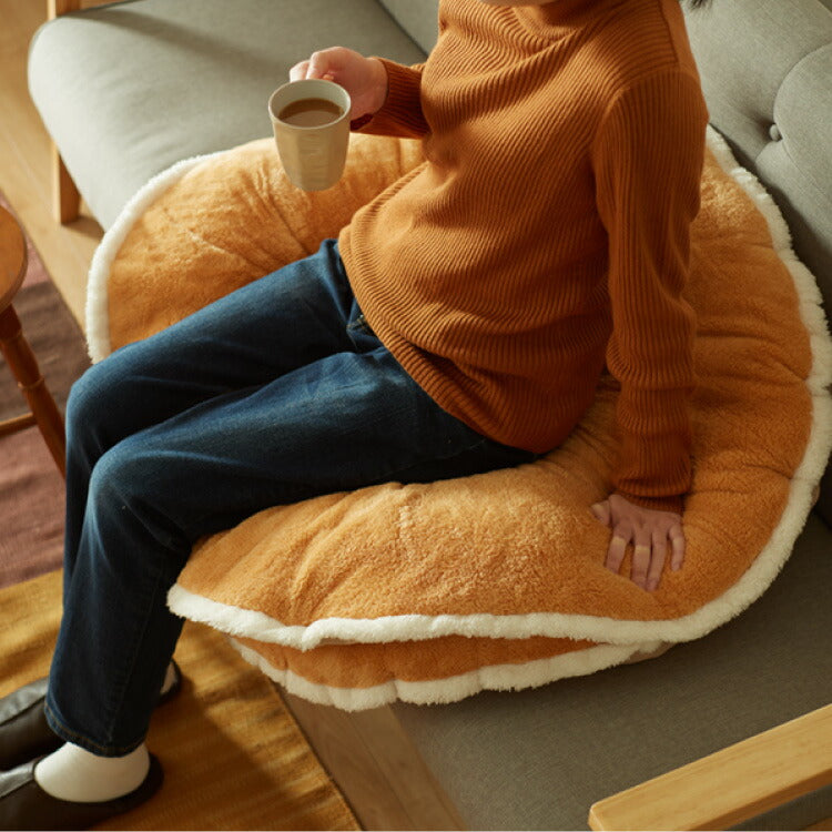 マカロンクッション 円形 直径90cm あったか 冬 節電 省エネ ふわふわ 暖かい 温かい 座布団 床暖房 ホットカーペット こたつ 持ち運び簡単 シンプル リビング ベッド 一人用 寒さ