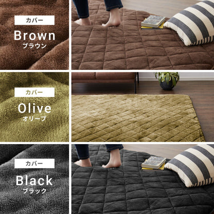【ラグカバーセット】 極厚6層ラグ 185×185cm 滑り止め付 正方形 6層 約4cm厚 極厚 多層構造 リビング ラグ ラグマット 絨毯 カーペット 低ホルマリン 抗菌 防臭 省エネ