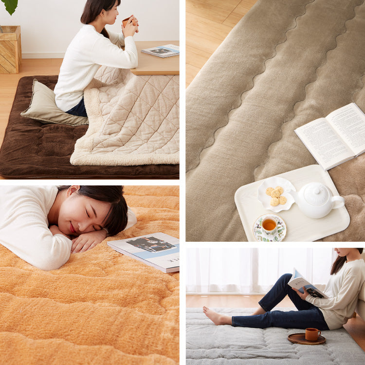 極厚6層ラグ 240×200 3帖 長方形 抗菌 防臭 厚さ約40mm ラグ 厚手 低ホル 省エネ 滑り止め付 こたつ用敷き布団 保温 断熱 節電 防音 アルミ 防寒 ブラウン グレー【送料無料】