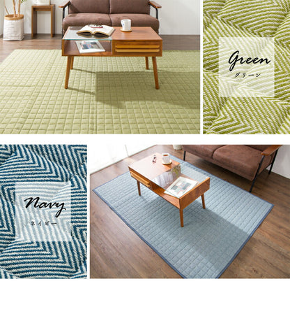 キルトラグ 190X190 へリンボン ラグ ラグマット 洗える 滑り止め付 北欧 おしゃれ リビング コットン キルト カーペット キルティング シンプル 絨毯