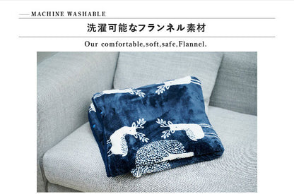 日本製 電気毛布 ブランケット 北欧 フランネル 着る電気毛布 ユニセックス curun クルン エルク柄 140x140cm 着る毛布 国産(代引不可)