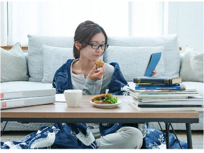 日本製 電気毛布 ブランケット 北欧 フランネル 着る電気毛布 ユニセックス curun クルン エルク柄 140x140cm 着る毛布 国産(代引不可)