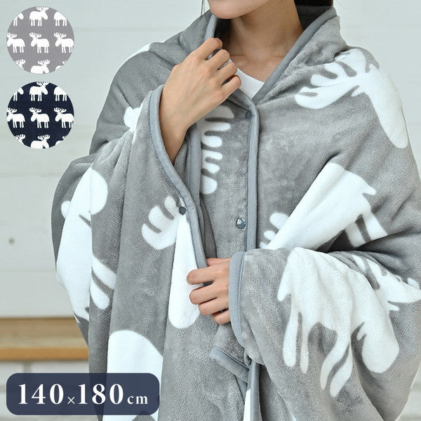 日本製 電気毛布 ブランケット 北欧 とろけるフランネル 着る電気毛布 curun クルン エルク柄 ノルディックスタイル 140×180cm ロングサイズ 着る毛布 電気ブランケット 電気ひざ掛け あったか(代引不可)