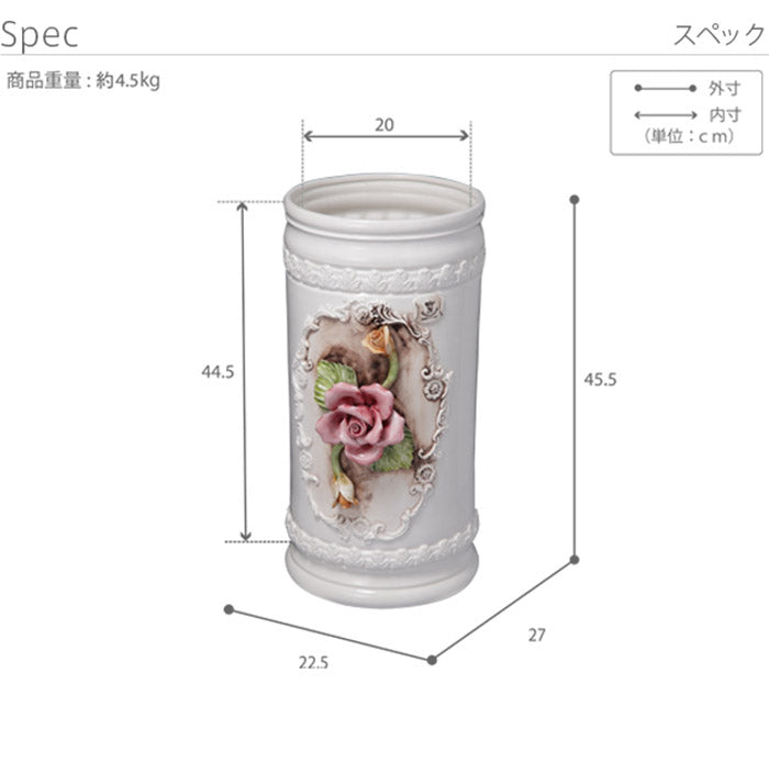 イタリア 家具 ヨーロピアン ヴェローナクラシック 陶製傘立て-ローズ 傘 玄関 ヨーロッパ家具 クラシック 輸入家具 アンティーク風 イタリア製 おしゃれ 高級感 エレガント リモート テレワーク 在宅(代引不可)