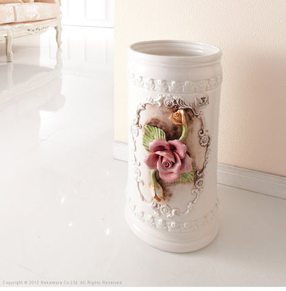 イタリア 家具 ヨーロピアン ヴェローナクラシック 陶製傘立て-ローズ 傘 玄関 ヨーロッパ家具 クラシック 輸入家具 アンティーク風 イタリア製 おしゃれ 高級感 エレガント リモート テレワーク 在宅(代引不可)