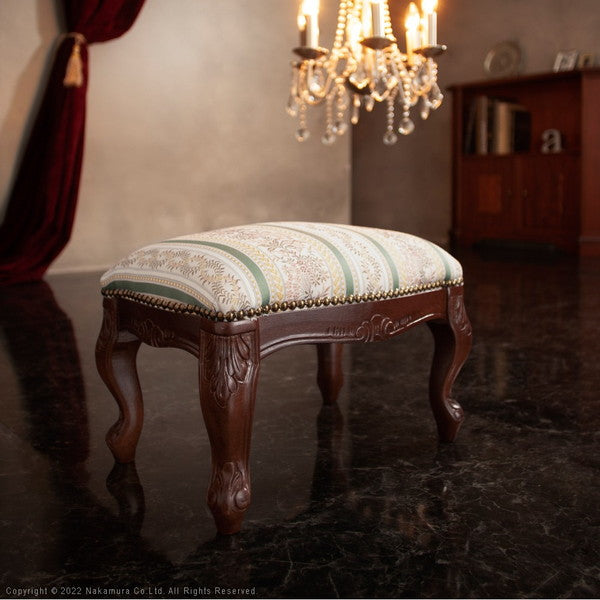 完成品 イタリア製 ヴェローナ クラシック フットスツール スツール オットマン 天然木 背無し アンティーク イス 北欧 おしゃれ 収納 木製(代引不可)