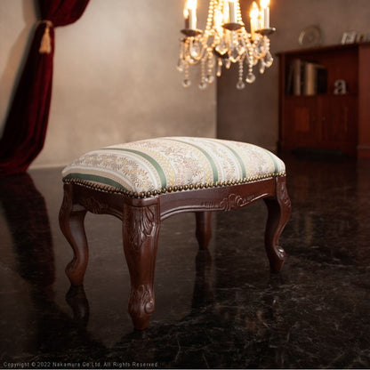 完成品 イタリア製 ヴェローナ クラシック フットスツール スツール オットマン 天然木 背無し アンティーク イス 北欧 おしゃれ 収納 木製(代引不可)