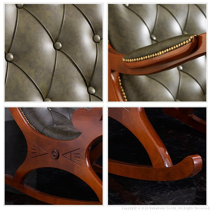 完成品 イタリア製 ヴェローナ クラシック ロッキングチェア 革張り チェア パーソナルチェア イス 高齢者 北欧 アンティーク おしゃれ レトロ 肘付き アーム付き(代引不可)