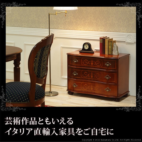 【5%OFF】完成品 イタリア製 ヴェローナ クラシック 丸脚 3段 チェスト 幅75 アンティーク 北欧 たんす タンス 三段 衣類収納 おしゃれ 木製 北欧 収納(代引不可)