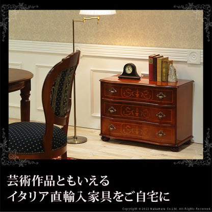 【5%OFF】完成品 イタリア製 ヴェローナ クラシック 丸脚 3段 チェスト 幅75 アンティーク 北欧 たんす タンス 三段 衣類収納 おしゃれ 木製 北欧 収納(代引不可)