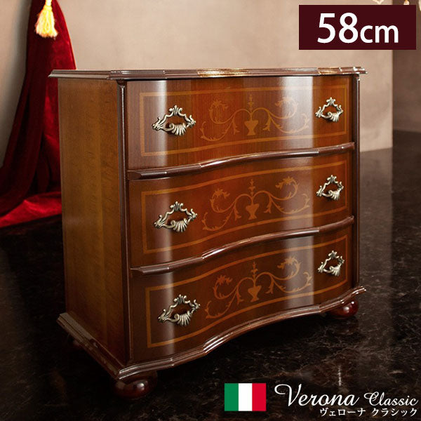 【5%OFF】完成品 イタリア製 ヴェローナ クラシック 丸脚 3段 チェスト 幅58 アンティーク 北欧 たんす タンス 三段 衣類収納 おしゃれ 木製 北欧 収納(代引不可)