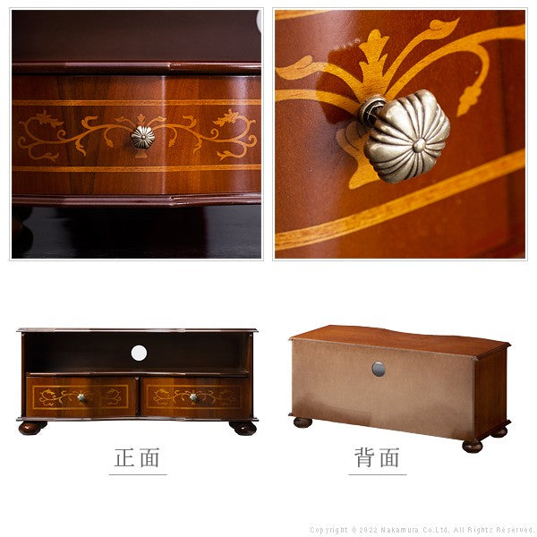 完成品 イタリア製 ヴェローナ クラシック 丸脚 テレビボード ローボード 幅87 スリム おしゃれ アンティーク 北欧 収納 引き出し付き テレビラック オープンラック(代引不可)