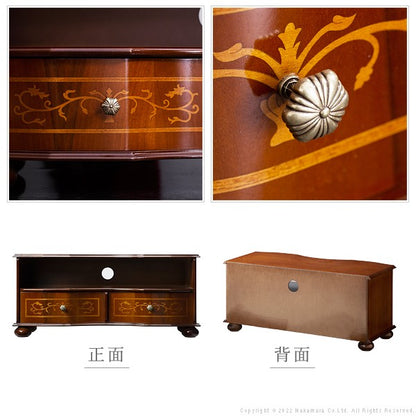 完成品 イタリア製 ヴェローナ クラシック 丸脚 テレビボード ローボード 幅87 スリム おしゃれ アンティーク 北欧 収納 引き出し付き テレビラック オープンラック(代引不可)