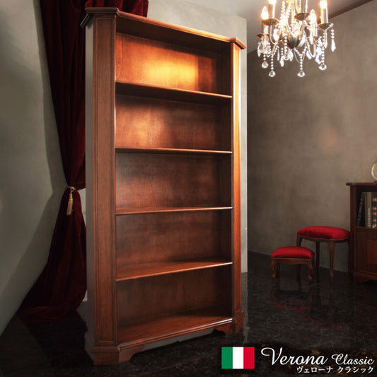 完成品 イタリア製 ヴェローナ クラシック ブックシェルフ 幅98 五段 5段 マガジンラック 本棚 雑誌 マンガ ブックラック 収納 収納棚 おしゃれ クラシック アンティーク(代引不可)