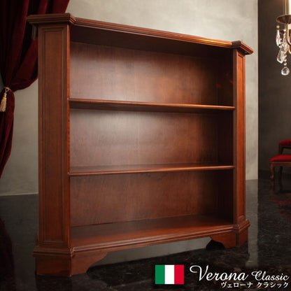 完成品 イタリア製 ブックシェルフ ヴェローナ クラシック 3段 幅98cm 本棚 コミックラック 天然木 木製 収納 オープンラック カラーボックス アンティーク(代引不可)