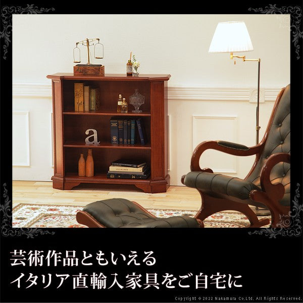 完成品 イタリア製 ブックシェルフ ヴェローナ クラシック 3段 幅98cm 本棚 コミックラック 天然木 木製 収納 オープンラック カラーボックス アンティーク(代引不可)