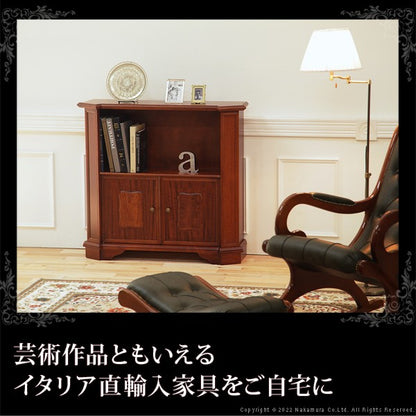 【5%OFF】完成品 イタリア製 ヴェローナクラシック オープンキャビネット 幅98 ロータイプ オープンラック 扉付き 棚 収納棚 おしゃれ 木目調 天然木 収納 本棚 ブックラック(代引不可)