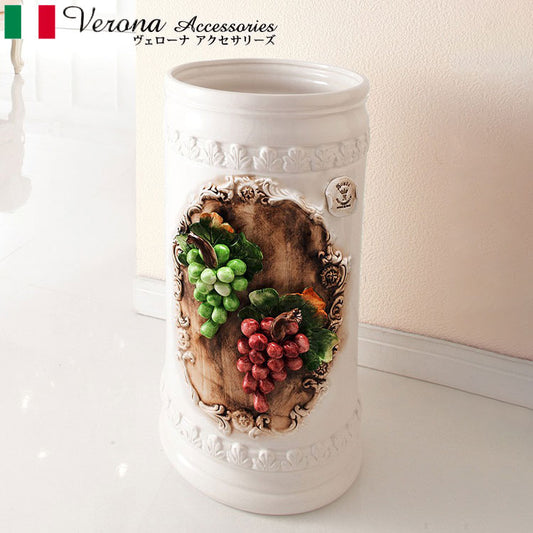 完成品 イタリア製 ヴェローナ アクセサリーズ 陶製 傘立て アンブレラスタンド ブドウ クラシック アンティーク おしゃれ 高級感 収納(代引不可)