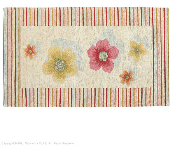 イタリア製 ジャガード 玄関マット 室内 フィオーレ 汚れ 入り口 55×90 洗える 丸洗い 長方形 おしゃれ かわいい 北欧 ウォッシャブル 屋内(代引不可)