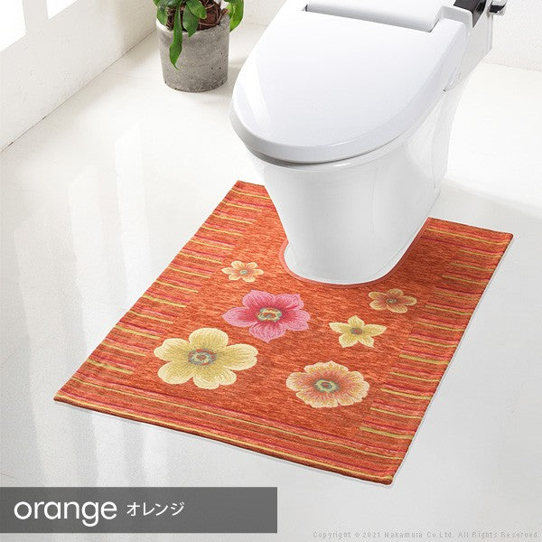 イタリア製 ジャガード トイレマット フィオーレ 汚れ 65×90 洗える 丸洗い 長方形 おしゃれ かわいい 北欧 ウォッシャブル 屋内(代引不可)