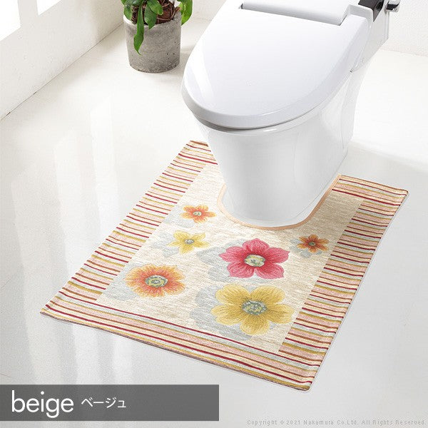 イタリア製 ジャガード トイレマット フィオーレ 汚れ 65×90 洗える 丸洗い 長方形 おしゃれ かわいい 北欧 ウォッシャブル 屋内(代引不可)