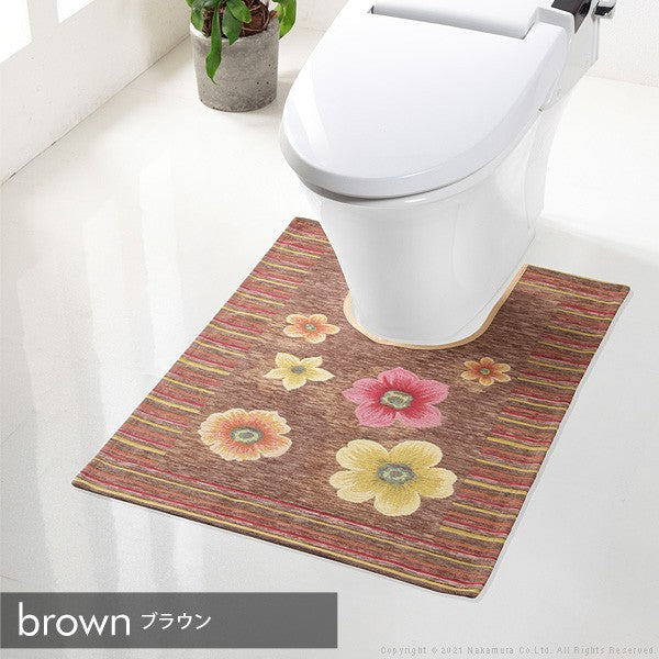 イタリア製 ジャガード トイレマット フィオーレ 汚れ 65×90 洗える 丸洗い 長方形 おしゃれ かわいい 北欧 ウォッシャブル 屋内(代引不可)