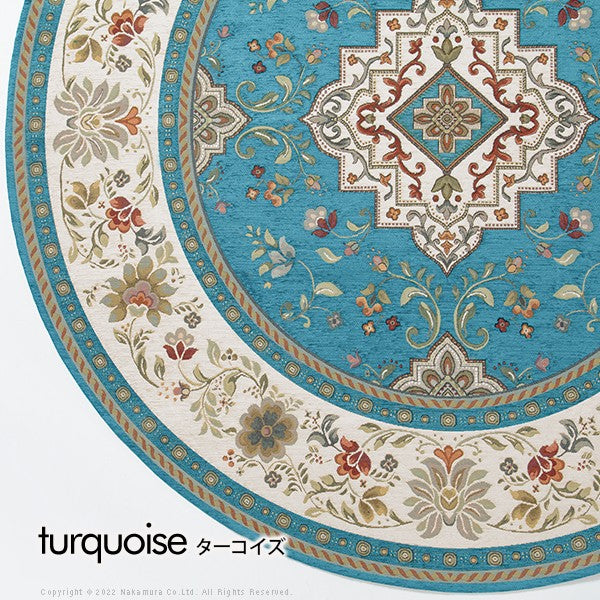 イタリア製 ジャガード織り ラグ イスタ 175cm 幅175 奥行き175 ラグマット 円形 おしゃれ 北欧 アンティーク 収納 クラシック(代引不可)