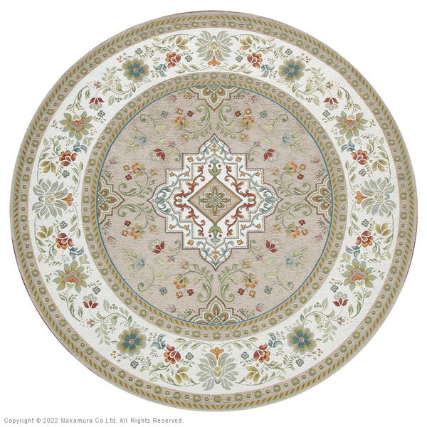 イタリア製 ジャガード織り ラグ イスタ 175cm 幅175 奥行き175 ラグマット 円形 おしゃれ 北欧 アンティーク 収納 クラシック(代引不可)