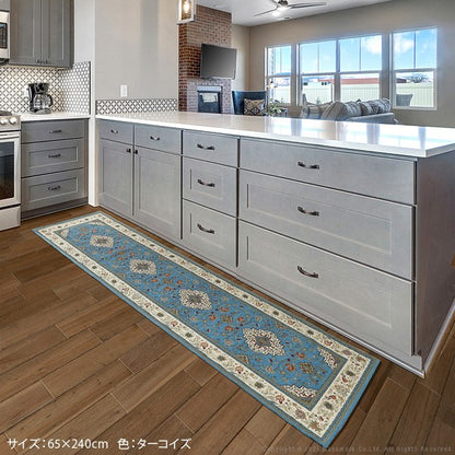 イタリア製 ジャガード織り マット イスタ 65x180cm 玄関マット キッチンマット 長方形 四角形 おしゃれ シェニール柄 アンティーク 洗える 丸洗い マルチマット(代引不可)