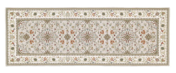 イタリア製 ジャガード織り マット イスタ 65x180cm 玄関マット キッチンマット 長方形 四角形 おしゃれ シェニール柄 アンティーク 洗える 丸洗い マルチマット(代引不可)