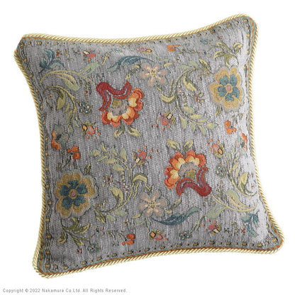 イタリア製 ジャガード織り クッションカバー 同色2枚セット イスタ 45x45cm カバー 花柄 正方形 幅45 奥行45 四角形 おしゃれ アンティーク 北欧 洗える 丸洗い(代引不可)
