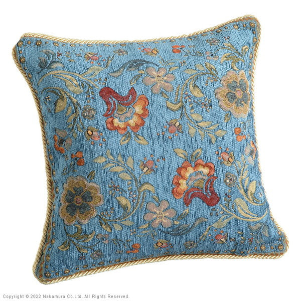 イタリア製 ジャガード織り クッションカバー 単品 イスタ 45x45cm カバー 花柄 正方形 幅45 奥行45 四角形 おしゃれ アンティーク 北欧 洗える 丸洗い(代引不可)