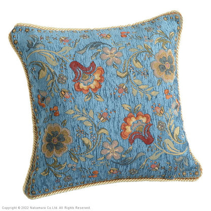 イタリア製 ジャガード織り クッションカバー 単品 イスタ 45x45cm カバー 花柄 正方形 幅45 奥行45 四角形 おしゃれ アンティーク 北欧 洗える 丸洗い(代引不可)